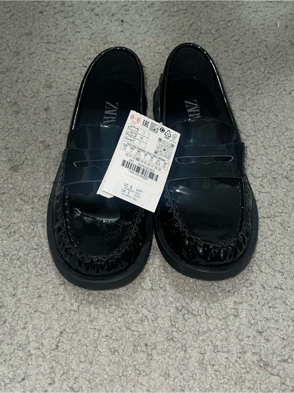 Zara Kids Black Patent Penny Loafers